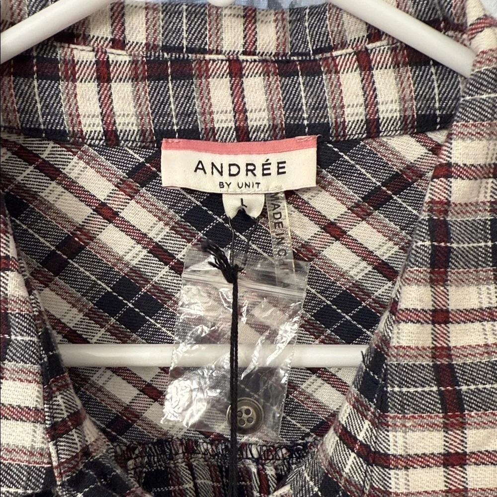 ANDREE BY UNIT Plaid Button-Down Shirt with Tie Front - Picture 3 of 7